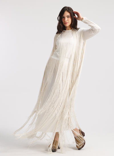 All Around Fringes Top In Off White