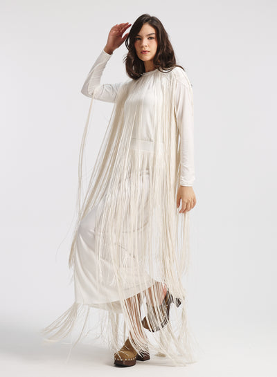 All Around Fringes Top In Off White