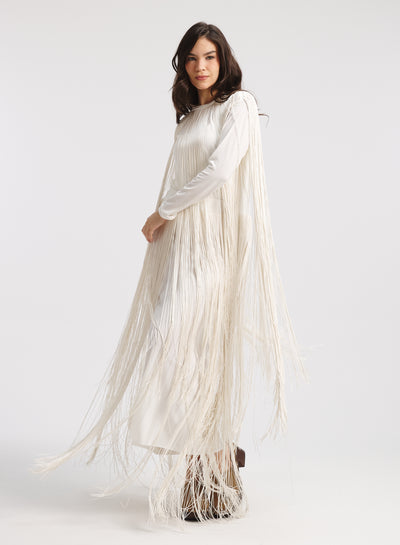 All Around Fringes Top In Off White
