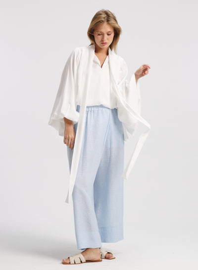 Long Tie Extra Balloon Top in White