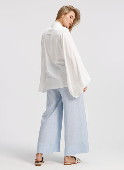 Long Tie Extra Balloon Top in White