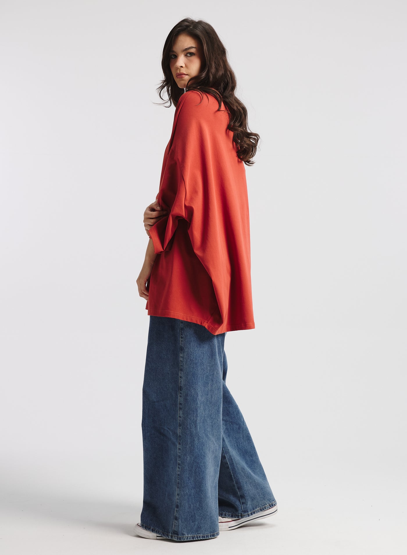 Oversized Differents Sides T-shirt In Brick