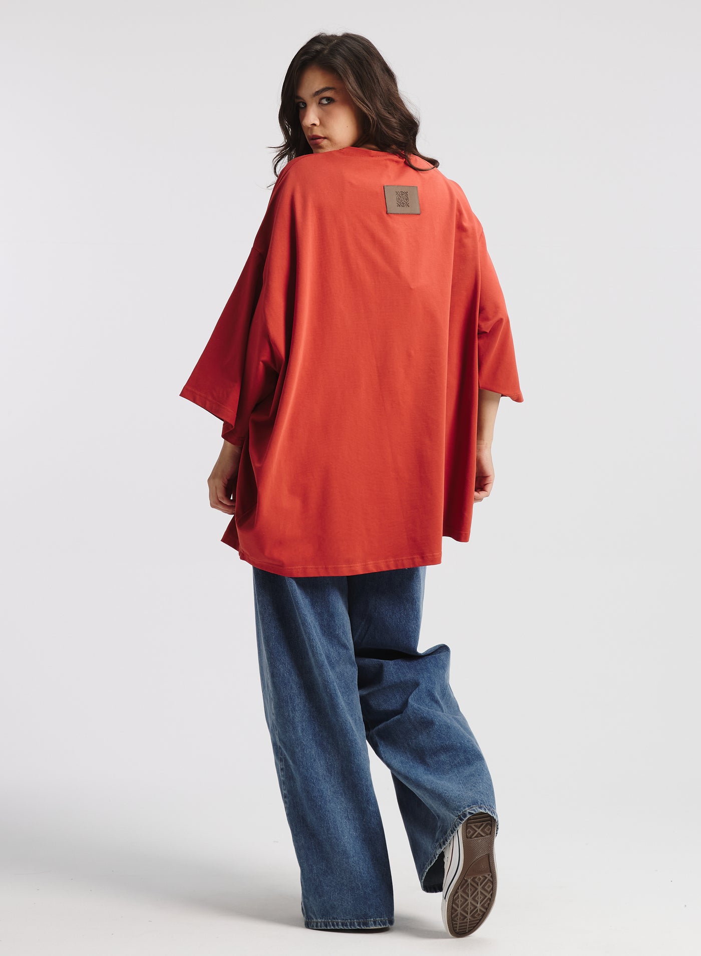 Oversized Differents Sides T-shirt In Brick