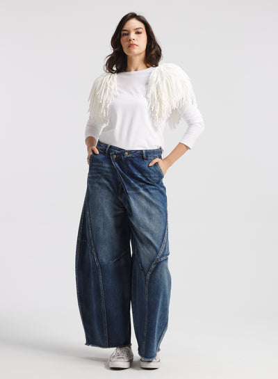 Fringes Shoulders T-Shirt In White