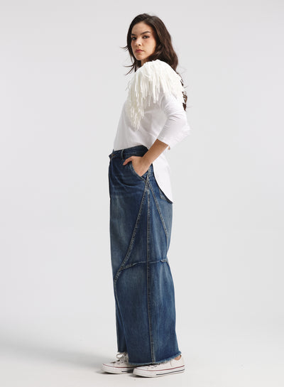 Fringes Shoulders T-Shirt In White
