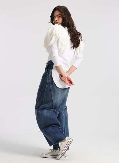 Fringes Shoulders T-Shirt In White