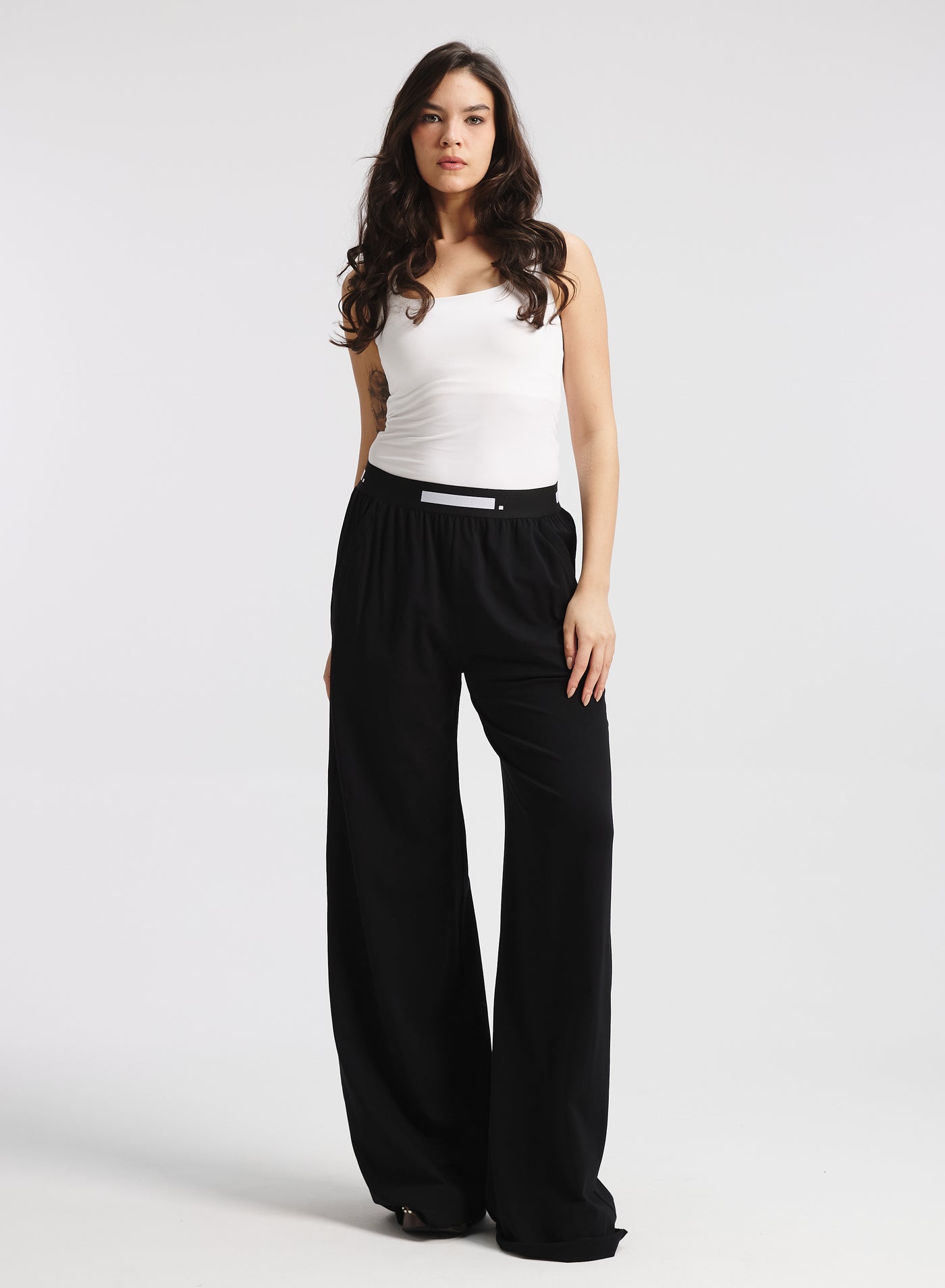 Extra Wide Leg Cotton Jogger In Black