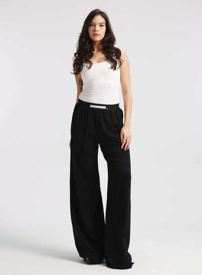 Extra Wide Leg Cotton Jogger In Black