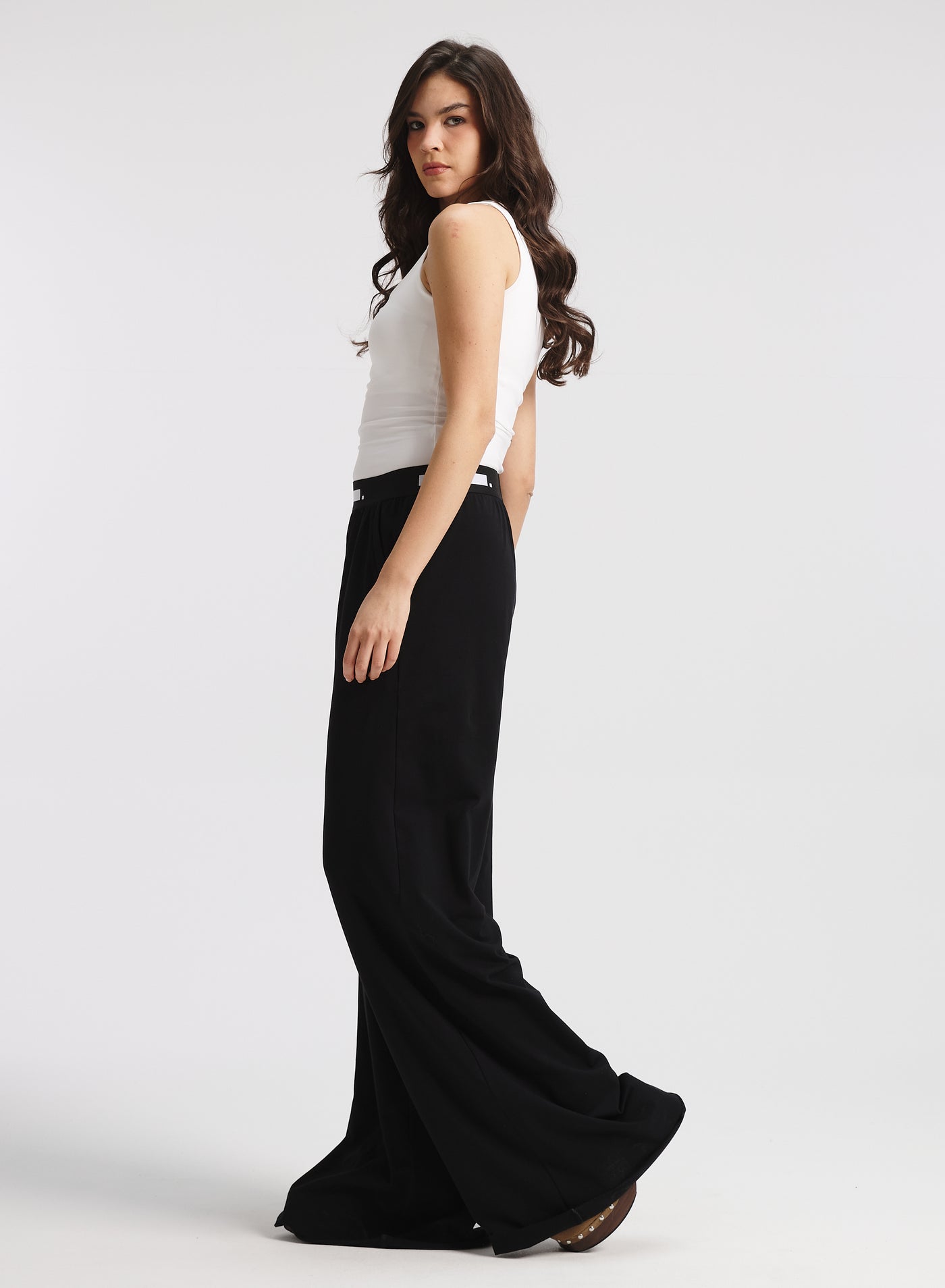 Extra Wide Leg Cotton Jogger In Black
