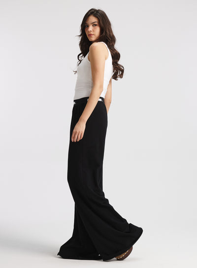 Extra Wide Leg Cotton Jogger In Black