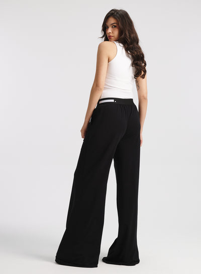Extra Wide Leg Cotton Jogger In Black