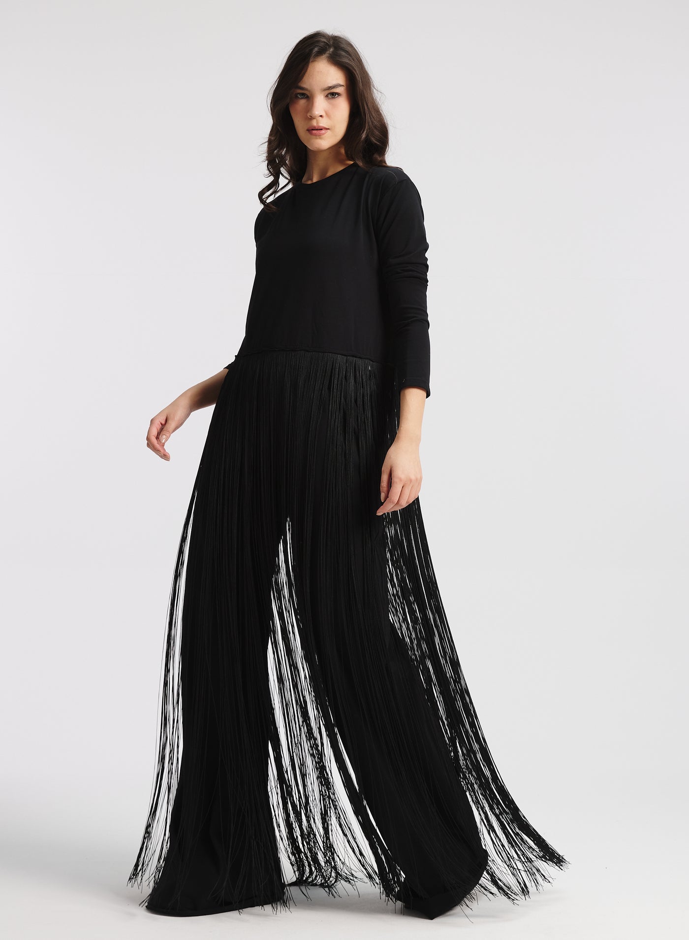 Maxi Fringes Hen T-Shirt In Black