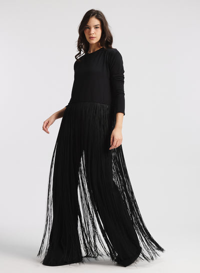 Maxi Fringes Hen T-Shirt In Black