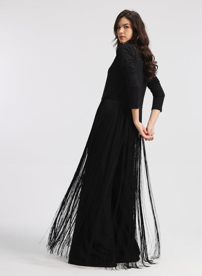 Maxi Fringes Hen T-Shirt In Black