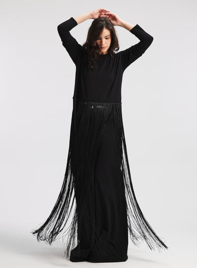 Maxi Fringes Hen T-Shirt In Black