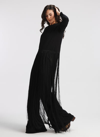 Maxi Fringes Hen T-Shirt In Black