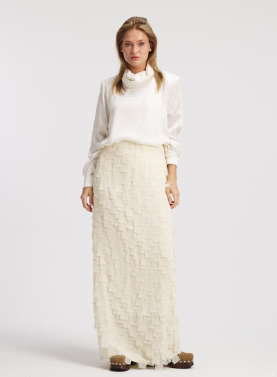 Silk High Low Top In off White
