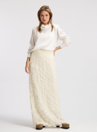 Silk High Low Top In off White