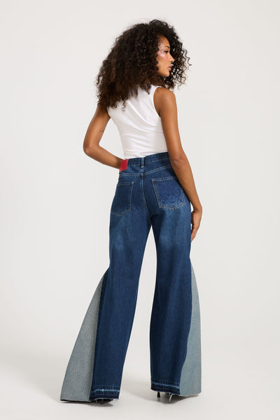 Super Flared Patchwork Denim