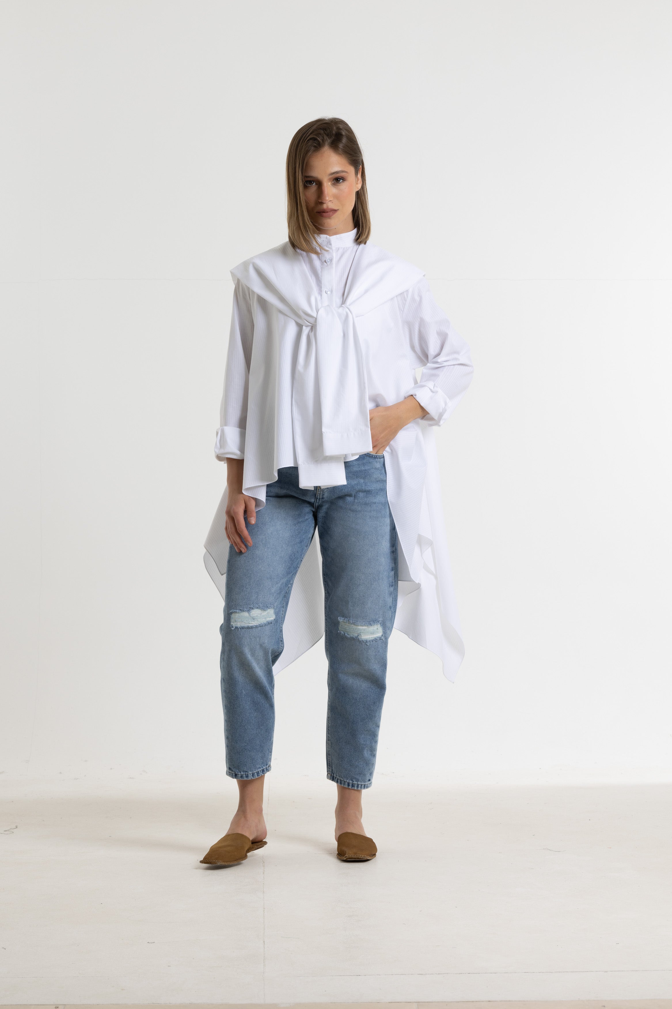 Asymmetrical Shirt With Extra Shoulder Sleeves