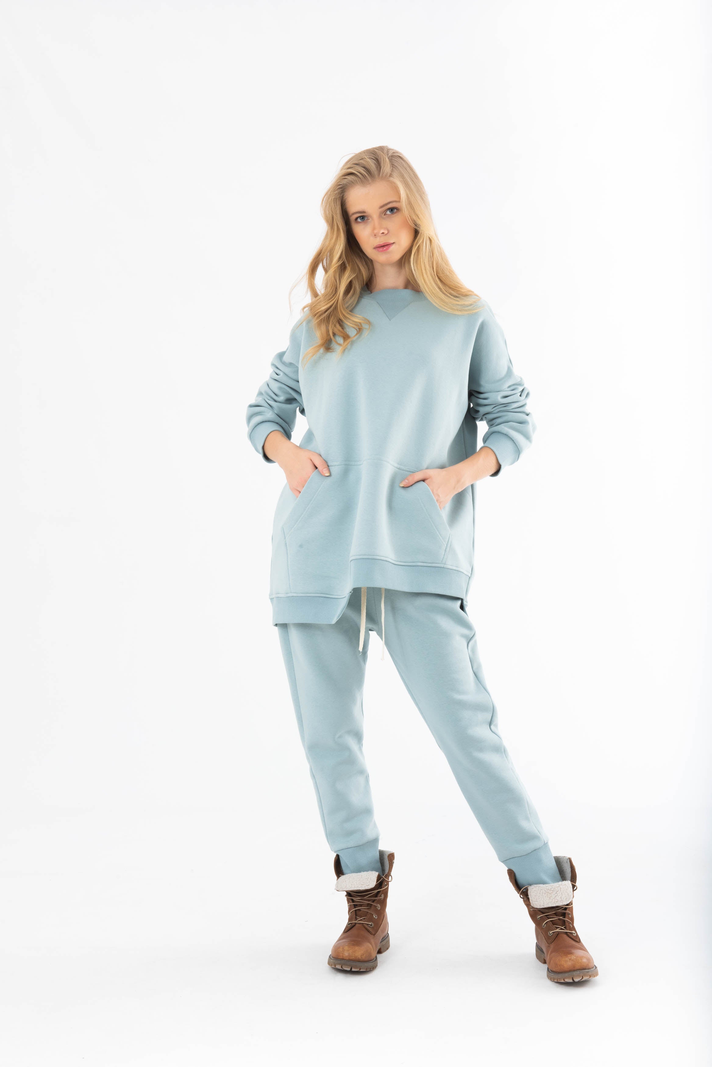 Low Crotch Classic Jogger pants In Sky Blue