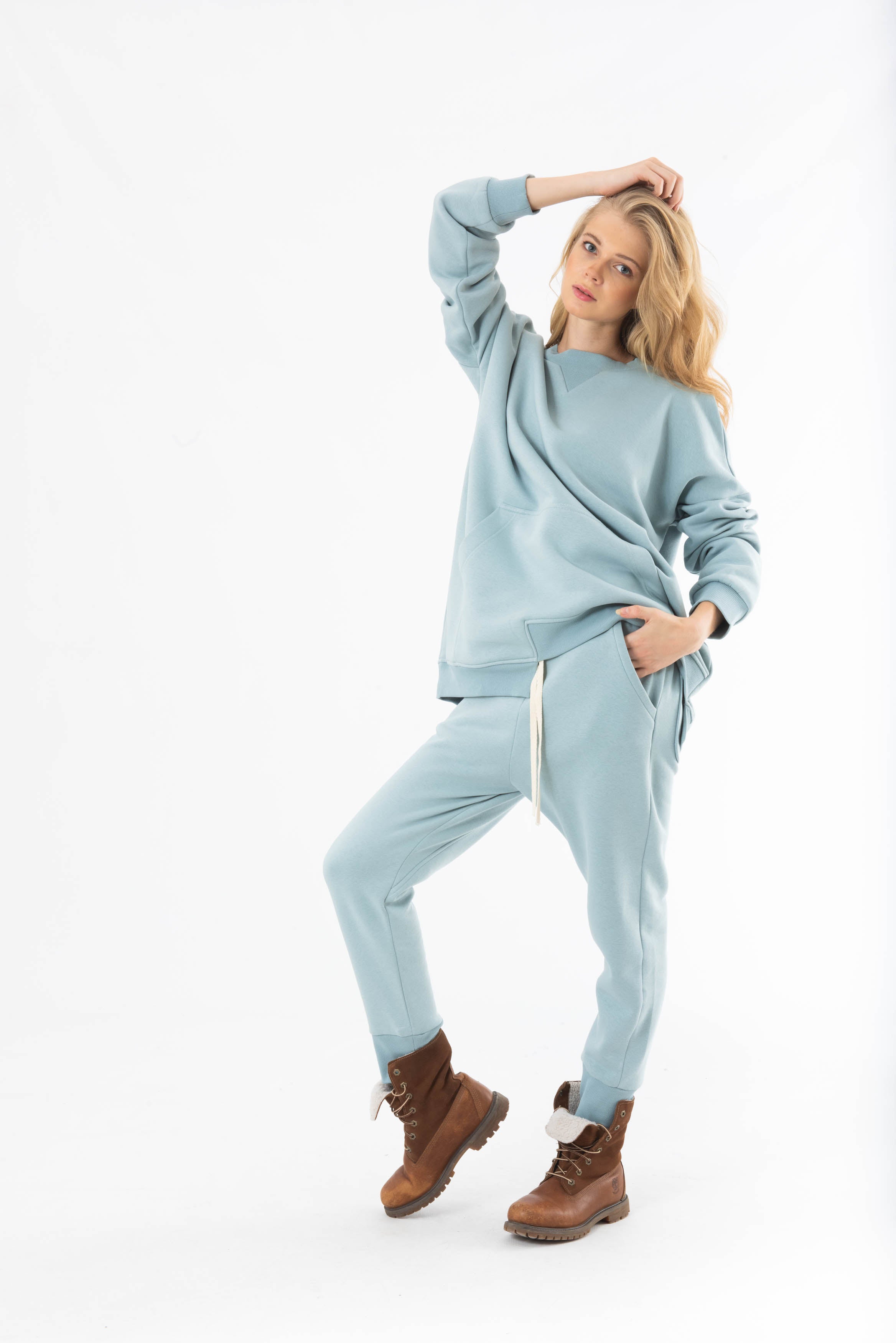 Low Crotch Classic Jogger pants In Sky Blue