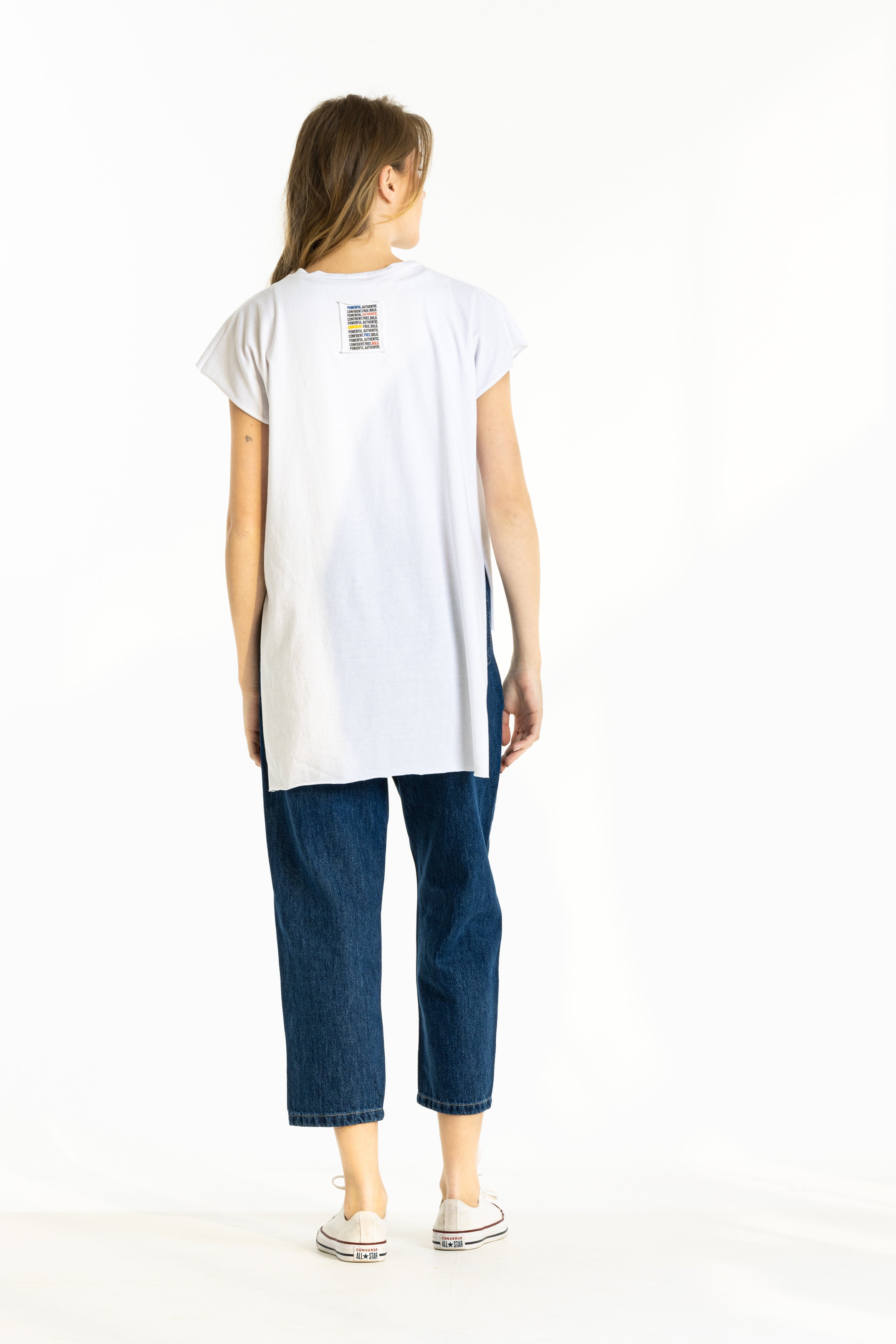 Basic High Low Cut T-Shirt In White