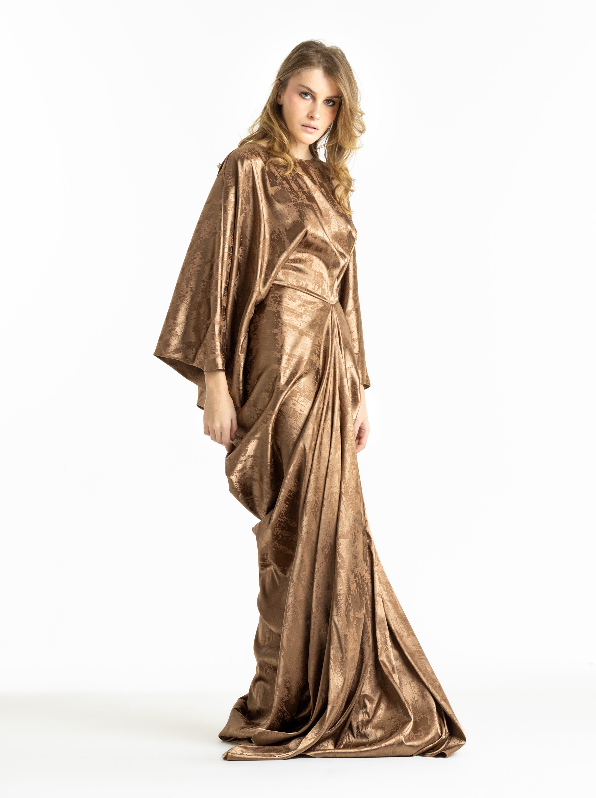 Side Wrape Dress In Camel